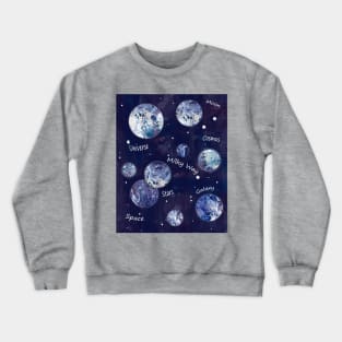 Blue cosmos Milky Way with text Crewneck Sweatshirt